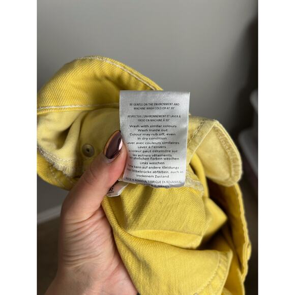 Ganni Shiloh Yellow Denim Mini Skirt High Waist Casual Festival Size 8 Women’s - Picture 8 of 8